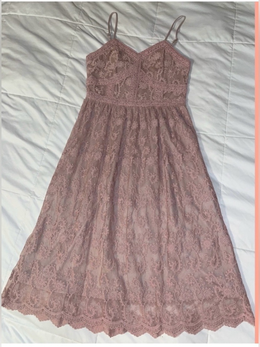 Altar'd State Women's Lace Midi Pink Tank Dress Romantic Festival Boho Sz Med